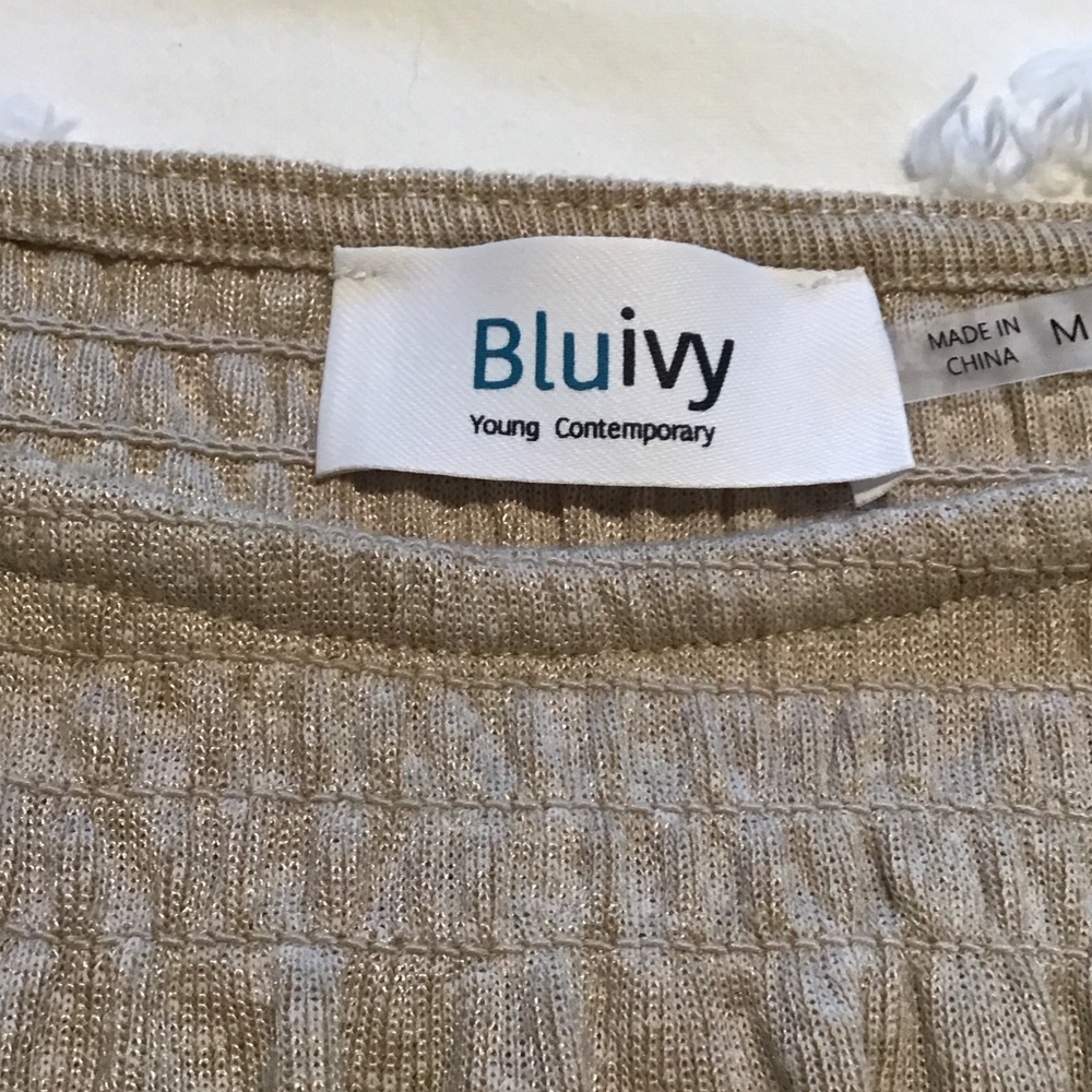 Bluivy Beige Wide-Leg Smocked Waist Pants - Picture 2 of 6